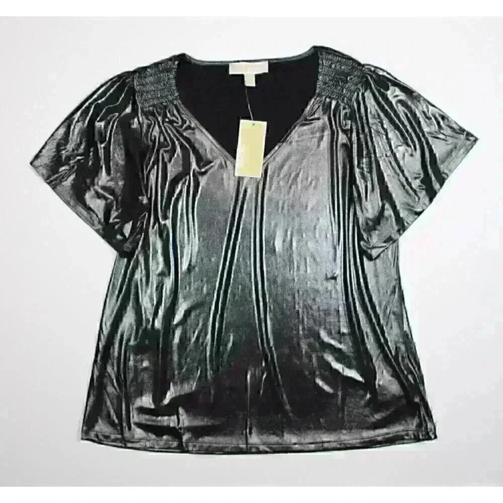 NEW! MICHAEL Michael Kors Women's S V-neck Flutter Sleeve Top MSRP $98 - Picture 1 of 3